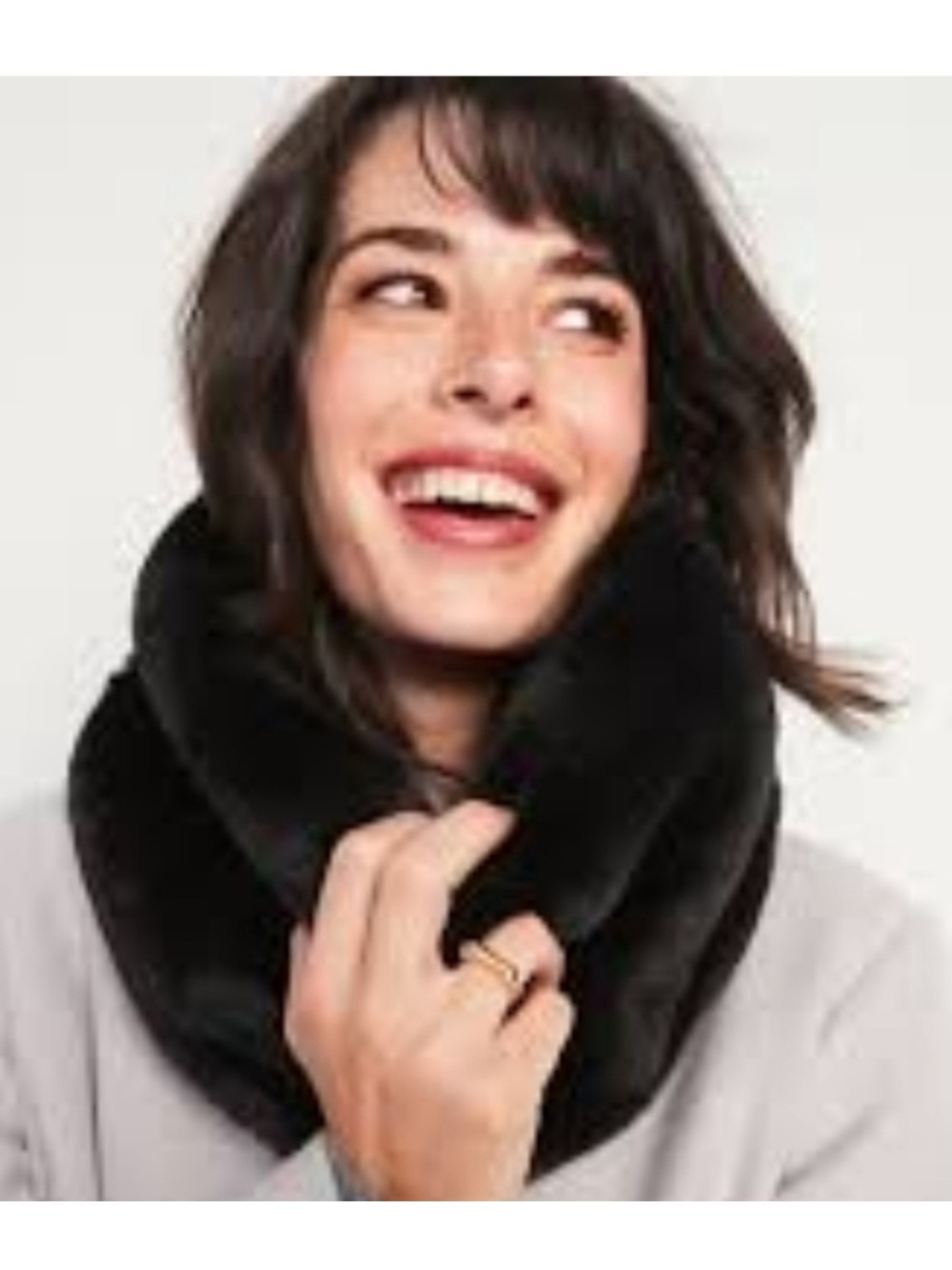 Old Navy Black Faux Fur Infinity Scarf